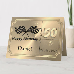 Personalisierte goldene Geburtstagskarte zum 50. f Karte