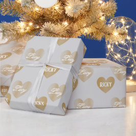 Personalisierte Goldene Herzen, Silber und Gold Geschenkpapier