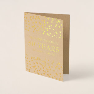 Personalisierte goldene Herzen zum 50. Hochzeitsta Folienkarte