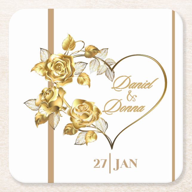 Personalisierte Goldene Hochzeit Rechteckiger Pappuntersetzer (Vorderseite)