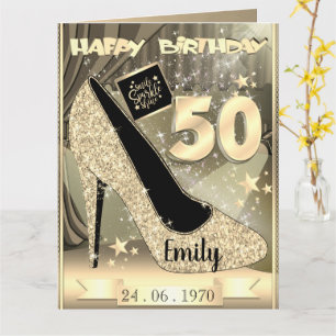 Personalisierte goldene Idee für eine 50. Geburtst Karte