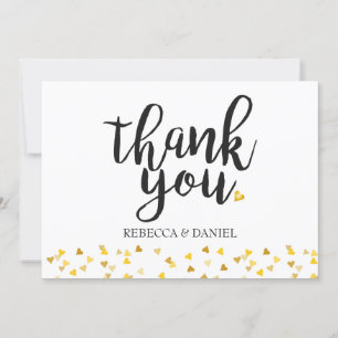 Personalisierte goldene Liebesherzen-Konfetti Dank Dankeskarte