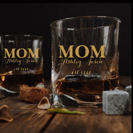 Personalisierte Goldene Mama EST Mütter Whiskyglas