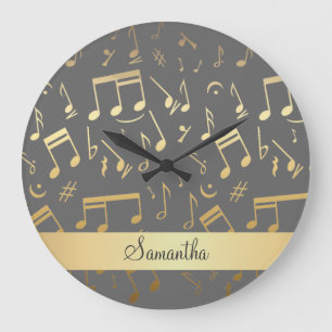 Personalisierte Goldene Musikereignisse Große Wanduhr