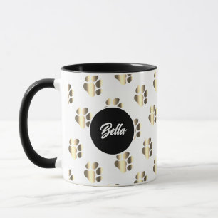 Personalisierte goldene Pfoten Muster Haustierlieb Tasse