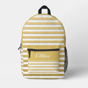 Personalisierte goldene Streifen Bedruckter Rucksack