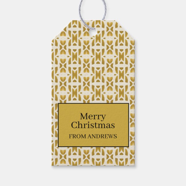 Personalisierte goldene Weihnachtsmarken Geschenkanhänger (Vorderseite)