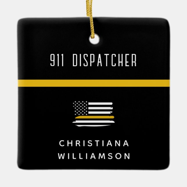 Personalisierte Goldflagge 911 Keramikornament (Vorderseite)