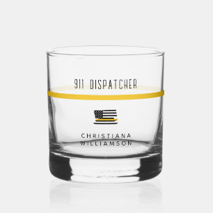 Personalisierte Goldflagge 911 Whiskyglas
