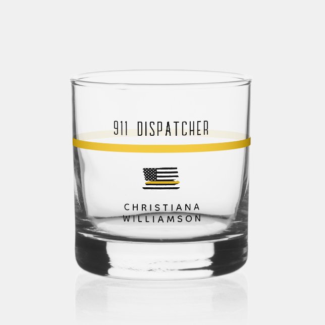 Personalisierte Goldflagge 911 Whiskyglas (Vorderseite)