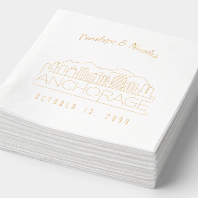 Personalisierte Goldfoil-Ankerage Hochzeit von Nap Servietten Mit Folie (Ausschnitt)