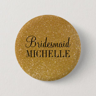 Personalisierte GoldGlitter-Brautjungfernknöpfe Button