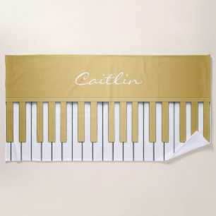 Personalisierte Goldklavier-Tastatur-Musik Strandtuch
