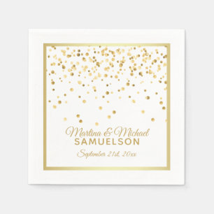 Personalisierte Goldkonfetti-Hochzeit verfügbar Serviette