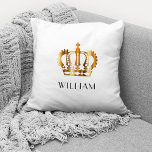 Personalisierte Goldkrone Kissen<br><div class="desc">Personalisiertes Personalisiertes Goldkronenkissen weißes Kissen.</div>