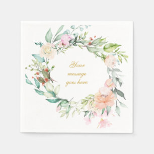 Personalisierte Goldschrift-Rosen-Girlande Blumen Serviette