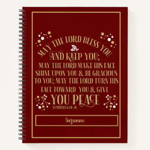 Personalisierte Goldsegmentnummern 6:24-26 Rote Nr Notizbuch