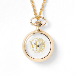 Personalisierte Goldtaschenuhr mit Anfangsbuchstab Armbanduhr