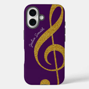 personalisierte Goldtreppenmusik lila iPhone 16 Hülle