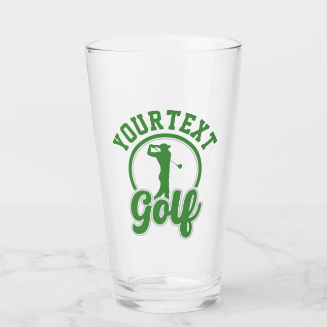 Personalisierte Golf ADD NAME Retro Pro Golfer Swi Glas (Vorderseite)