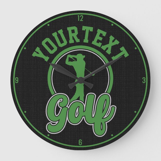 Personalisierte Golf ADD NAME Retro Pro Golfer Swi Große Wanduhr (Vorderseite)
