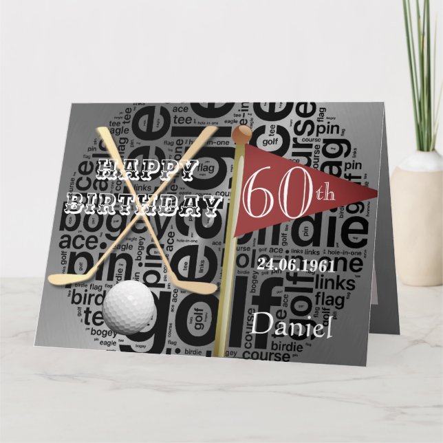 Personalisierte Golf Themenkarte 60. Geburtstag Karte (Vorderseite)