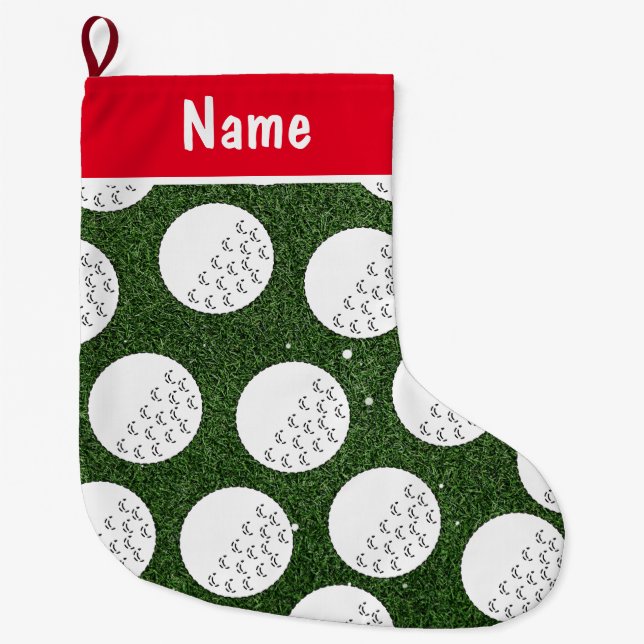 Personalisierte Golf Weihnachtsgeschenke Golf them Großer Weihnachtsstrumpf (Vorderseite)