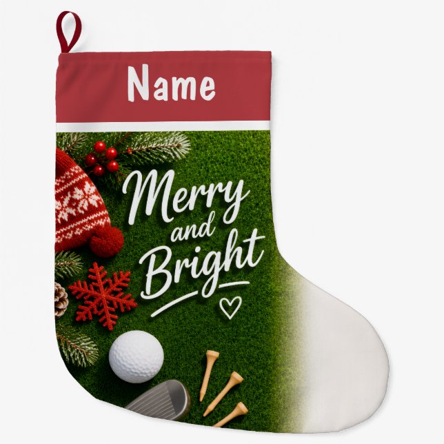 Personalisierte Golf-Weihnachtsgeschenke Großer Weihnachtsstrumpf (Vorderseite)