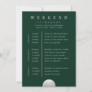 Personalisierte Golf-Wochenend-Itinerary-Karte Einladung