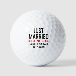 Personalisierte Golfbälle 'Gerade Verheiratet' als