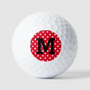 Personalisierte Golfbälle mit roten Polka-Punkten