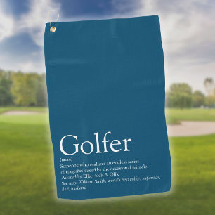 Personalisierte Golfer-Definition Modern Blau Golfhandtuch