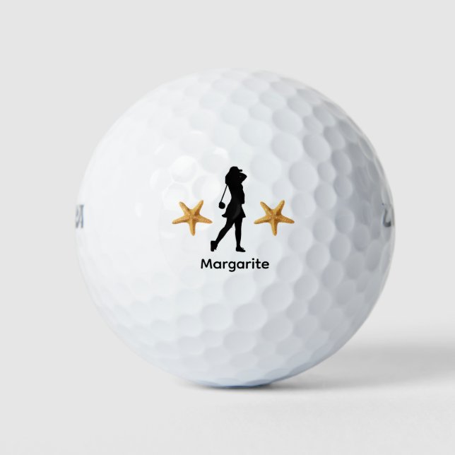 Personalisierte Golfer-Schwarze Silhouette Golfball (Vorderseite)