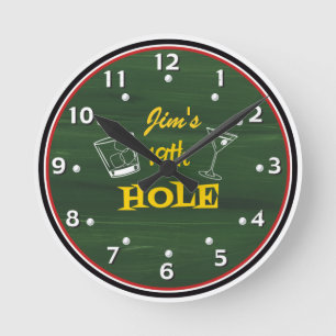 Personalisierte Golfer-Uhr, 19. Loch Runde Wanduhr