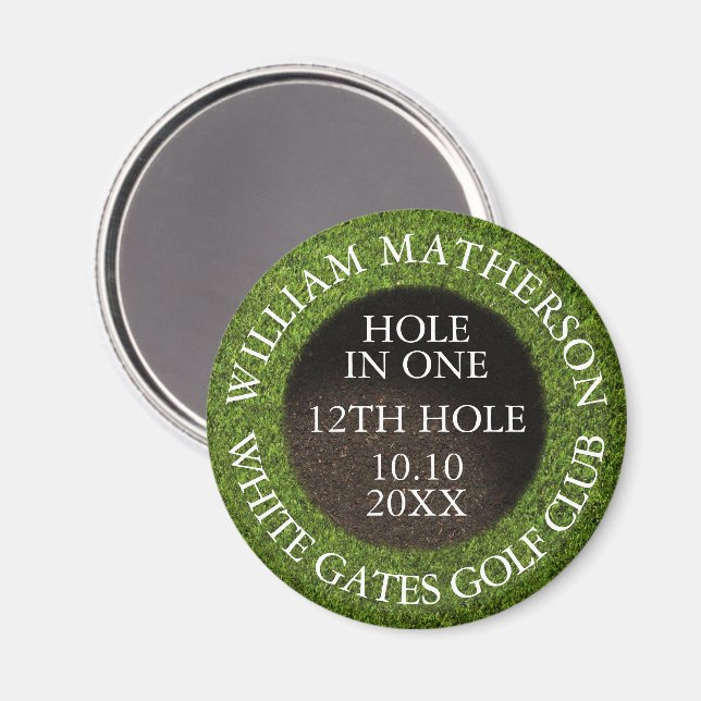Personalisierte Golfloch-in-Eins-Auszeichnung Magnet (Vorderseite/Rückseite)
