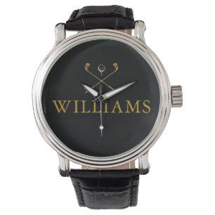 Personalisierte Golfschläger mit Namen in Schwarz Armbanduhr