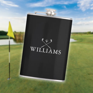 Personalisierte Golfschläger mit Namen in Schwarz  Flachmann