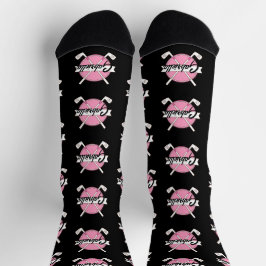 Personalisierte Golfschläger Pink/Black Monogramm Socken