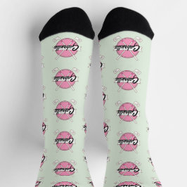 Personalisierte Golfschläger Pink/Green Monogramm Socken