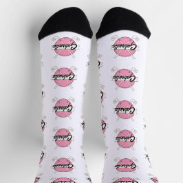 Personalisierte Golfschläger Pink/White Monogramm Socken