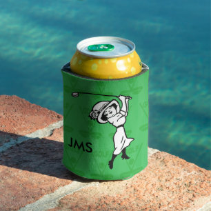 Personalisierte Golfspielerin Cartoon Dosenkühler