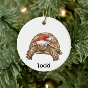 Personalisierte Gopher-Schildkröte mit Santa-Hut  Keramik Ornament