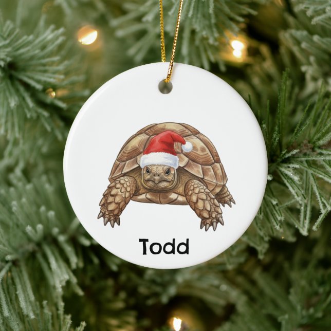 Personalisierte Gopher-Schildkröte mit Santa-Hut  Keramik Ornament (Baum)