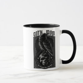 Personalisierte Goth Mama, Raven & Skull 2 Seite Tasse