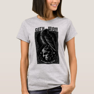 Personalisierte Goth Mama, Raven & Skull T - Shirt