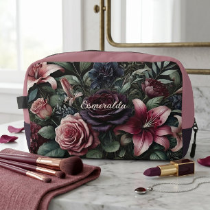 Personalisierte Gothic-Rosen-Blumen-Reisetasche fü Waschbeutel