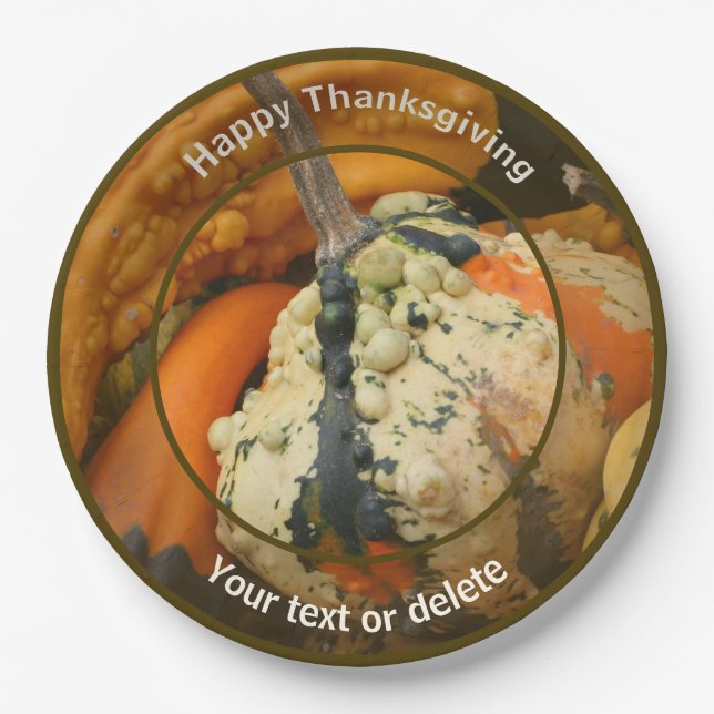 Personalisierte Gourds Herbst Erntedank Pappteller (Vorderseite)