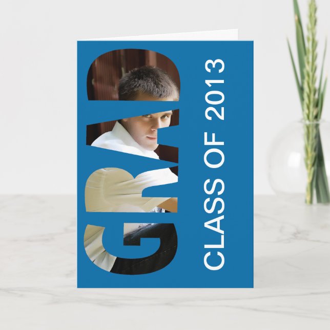 Personalisierte GRAD Cutout Announcement Card (bla Ankündigung (Vorderseite)