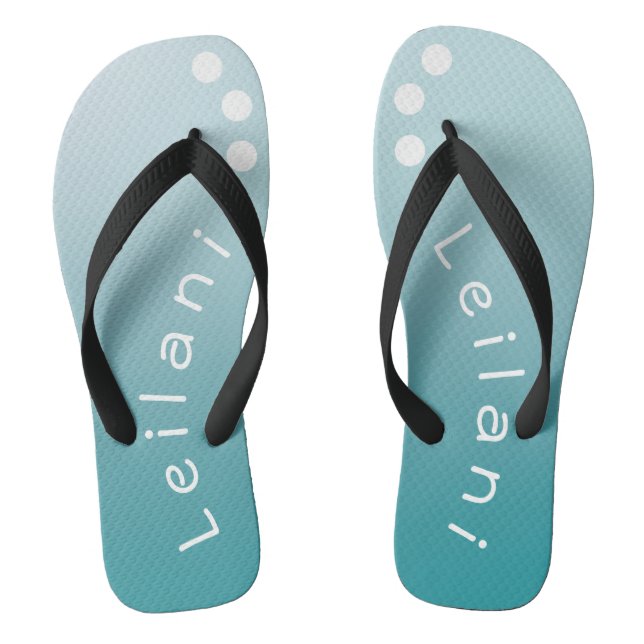 Personalisierte Gradient Aquamarin mit weißen Polk Flip Flops (Fußbett)