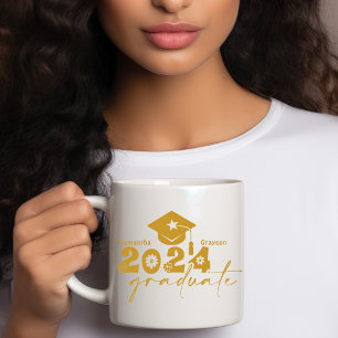 Personalisierte Graduate Class of 2024 Gold Kaffeetasse